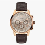  Shop Authentic Guess Horizon Quartz Champagne Dial Brown Leather Strap Watch For Women - W0380G4 - Luxxuri