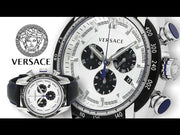 Shop Authentic Versace V-Ray Quartz Silver Dial Black Leather Strap Watch for Men - VDB010014 - Luxxuri