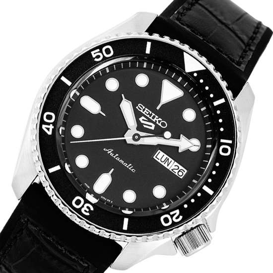  Shop Authentic Seiko 5 Sports SKX Automatic Black Dial Black Leather Strap Watch for Men - SRPD55K2 - Luxxuri
