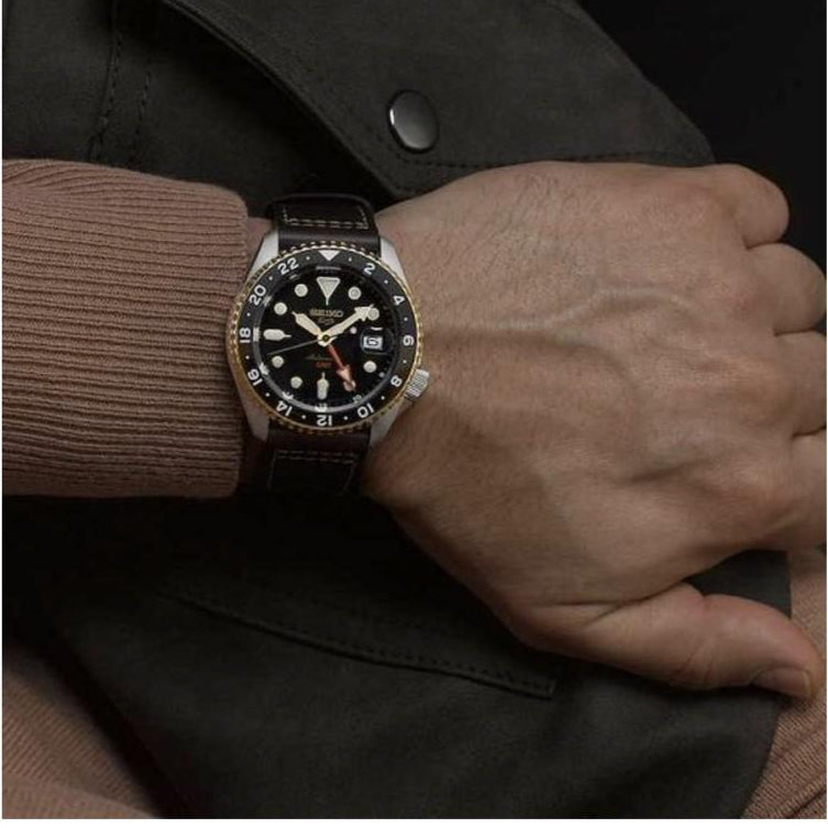 Shop Authentic Seiko 5 Sports SKX GMT Automatic Mocha Black Dial Brown Leather Strap Watch For Men - SSK036K1 - Luxxuri
