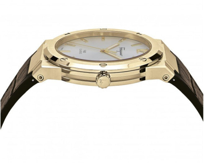  Shop Authentic Salvatore Ferragamo F-80 Classic Silver Dial Brown Leather Strap Watch for Men - SFDT00419 - Luxxuri