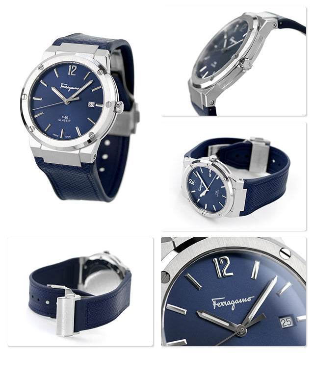  Shop Authentic Salvatore Ferragamo F-80 Classic Blue Dial Blue Leather Strap Watch for Men - SFDT00719 - Luxxuri