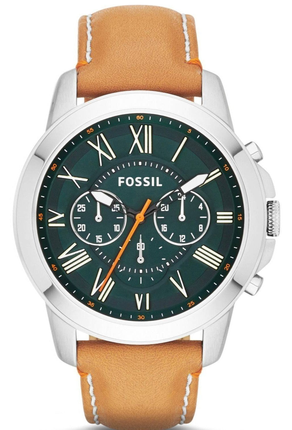  Shop Authentic Fossil Grant Chronograph Green Dial Brown Leather Strap Watch for Men - FS4918 - Luxxuri