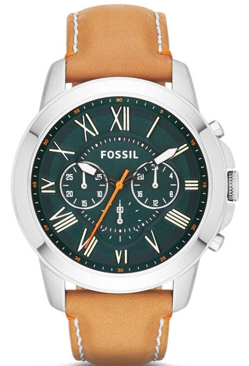  Shop Authentic Fossil Grant Chronograph Green Dial Brown Leather Strap Watch for Men - FS4918 - Luxxuri