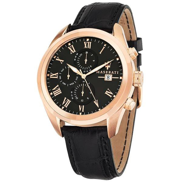  Shop Authentic Maserati Traguardo Chronograph Black Dial Black Leather Strap Watch For Men - R8871612002 - Luxxuri