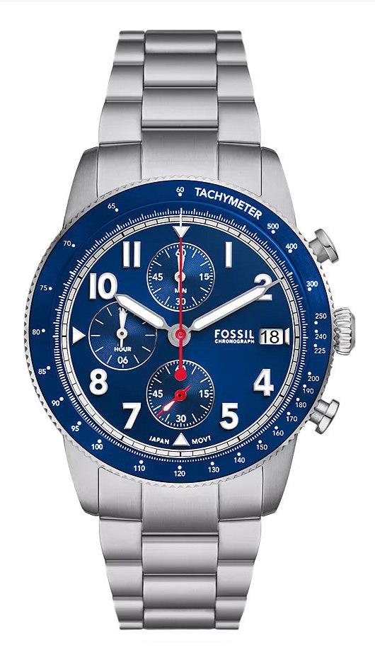  Shop Authentic Fossil Sport Tourer Chronograph Blue Dial Silver Steel Strap Watch for Men - FS6047 - Luxxuri