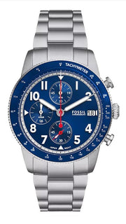  Shop Authentic Fossil Sport Tourer Chronograph Blue Dial Silver Steel Strap Watch for Men - FS6047 - Luxxuri