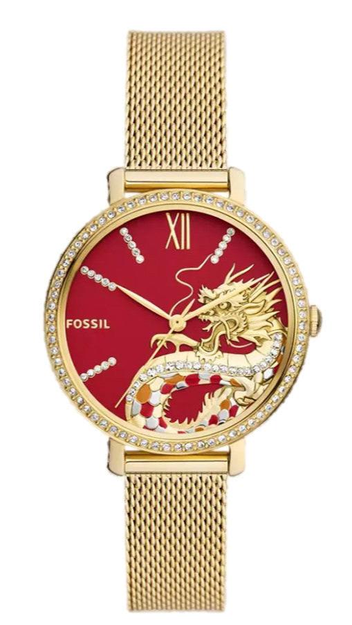  Shop Authentic Fossil Jacqueline Dragonsteel Limited Edition Red Dial Gold Mesh Strap Watch for Women - ES5316 - Luxxuri