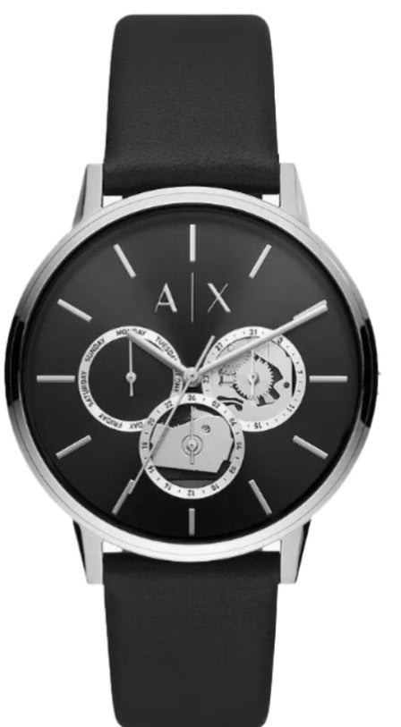  Shop Authentic Armani Exchange Cayde Chronograph Black Dial Black Leather Strap Watch for Men - AX2745 - Luxxuri
