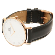  Shop Authentic Daniel Wellington Classic Sheffield White Dial Black Leather Strap Watch For Women - DW00100076 - Luxxuri