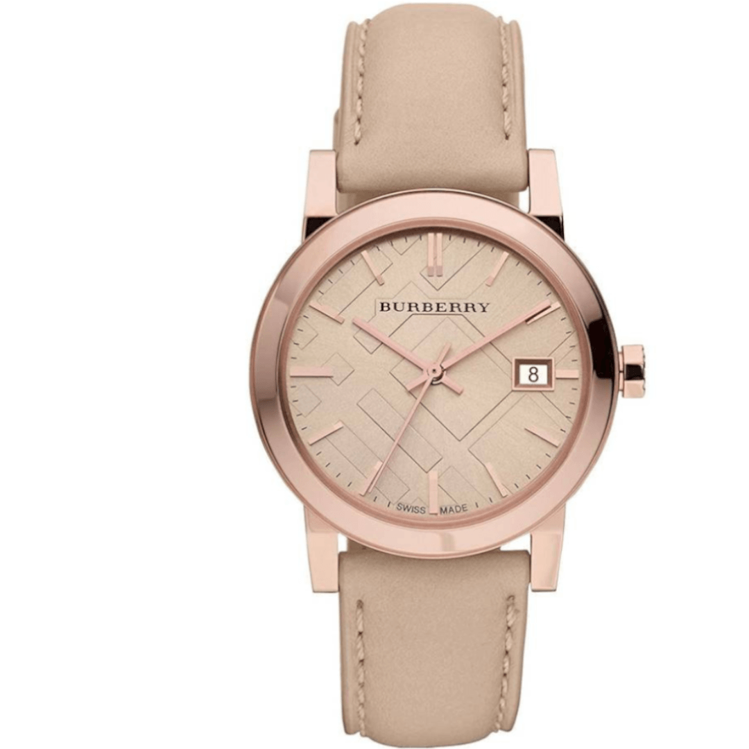  Shop Authentic Burberry The City Gold Dial Beige Leather Strap Watch for Women - BU9210 - Luxxuri