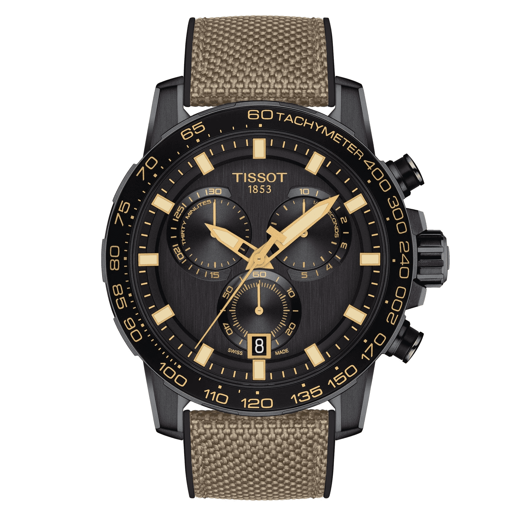  Shop Authentic Tissot Supersport Chrono Black Dial Beige Nylon Strap Watch For Men - T125.617.37.051.01 - Luxxuri