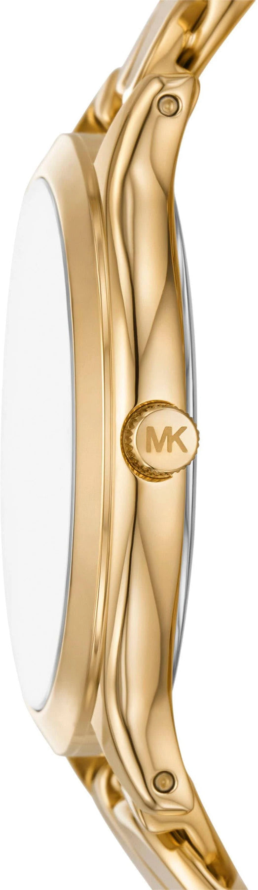  Shop Authentic Michael Kors Runway Three-Hand White Dial Gold Steel Strap Watch for Women - MK7472 - Luxxuri