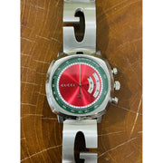  Shop Authentic Gucci Grip Quartz Chronograph Red Dial Silver Steel Strap Watch For Men - YA157303 - Luxxuri