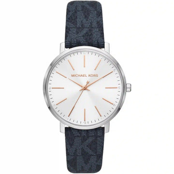  Shop Authentic Michael Kors Pyper Quartz Silver Dial Blue Leather Strap Watch For Women - MK7244 - Luxxuri