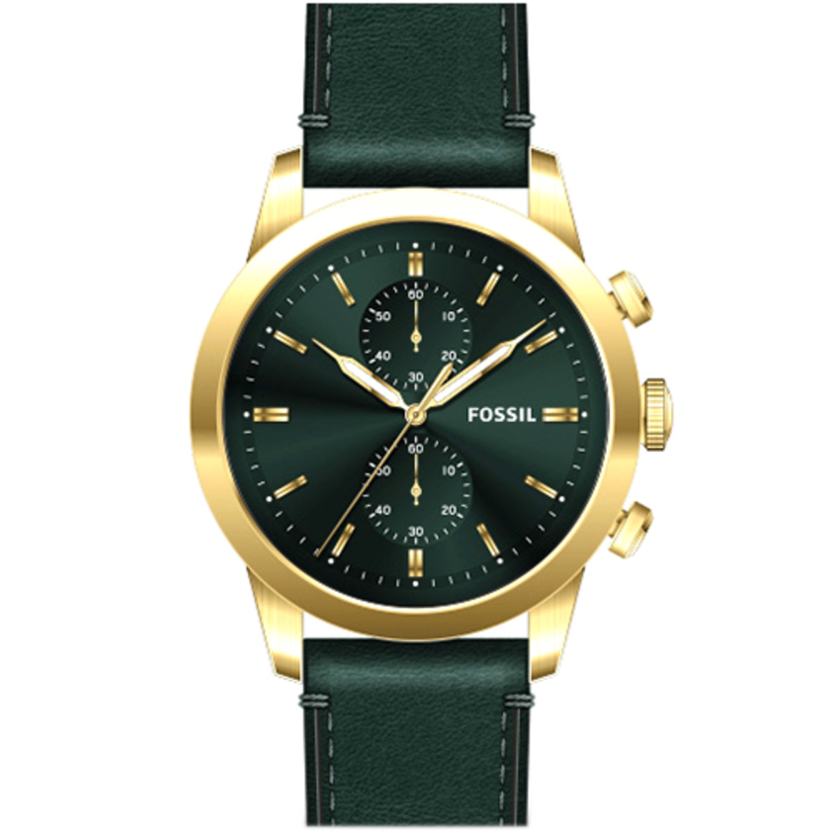  Shop Authentic Fossil Townsman Chronograph Green Dial Green Leather Strap Watch for Men - FS5599 - Luxxuri