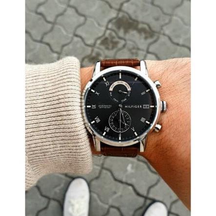  Shop Authentic Tommy Hilfiger Kane Grey Dial Brown Leather Strap Watch for Men - 1710398 - Luxxuri