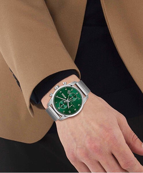  Shop Authentic Hugo Boss Skymaster Green Dial Silver Mesh Bracelet Watch for Men - 1513938 - Luxxuri