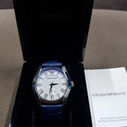  Shop Authentic Emporio Armani Valente Quartz Silver Dial Grey Leather Strap Watch For Men - AR1666 - Luxxuri