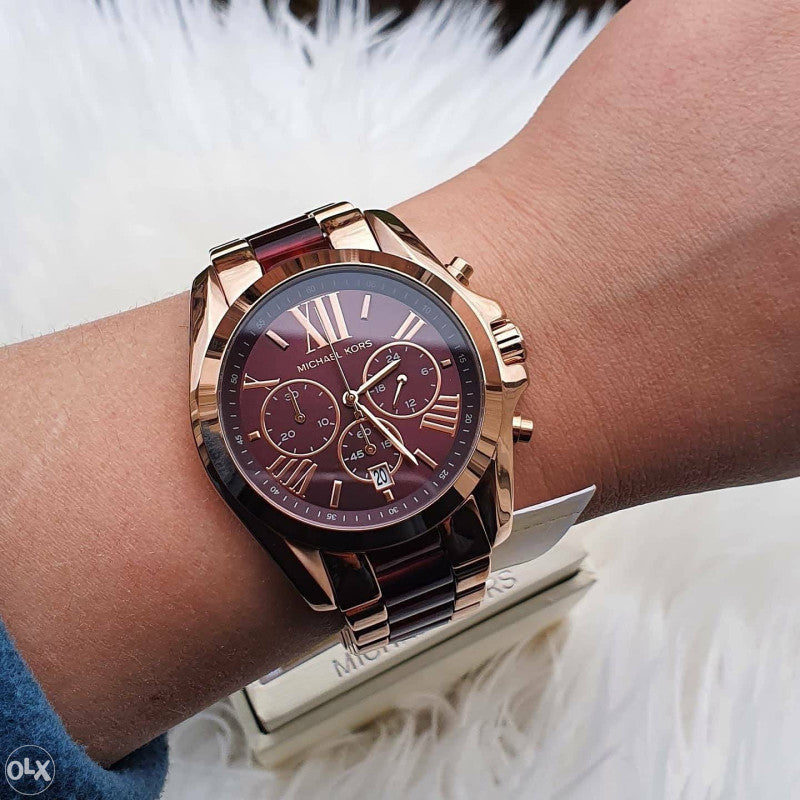  Shop Authentic Michael Kors Bradshaw Burgundy Dial Two Tone Steel Strap Watch for Women - MK6270 - Luxxuri