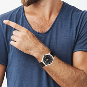  Shop Authentic Fossil The Minimalist Three Hand Black Dial Black Leather Strap Watch for Men - FS5398 - Luxxuri