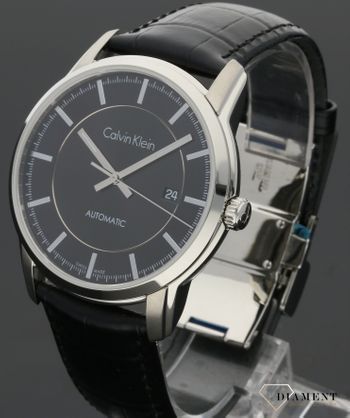  Shop Authentic Calvin Klein Infinity Automatic Black Dial Black Leather Strap Watch for Men - K5S341C1 - Luxxuri