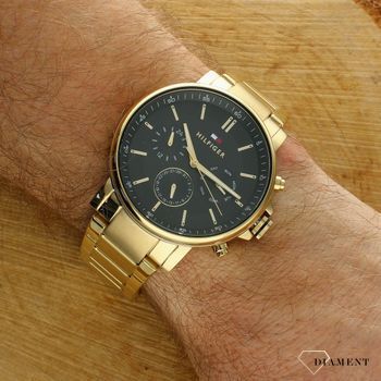  Shop Authentic Tommy Hilfiger Tyson Chronograph Black Dial Gold Steel Strap Watch For Men - 1710589 - Luxxuri