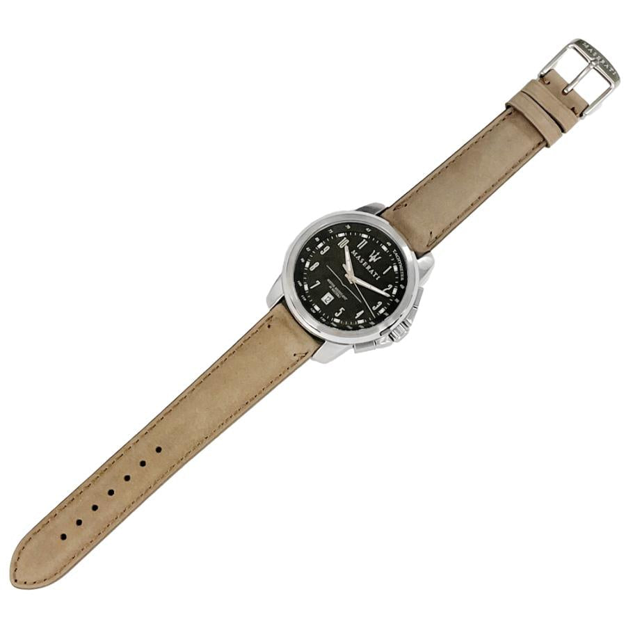  Shop Authentic Maserati Successo Black Dial Beige Leather Strap Watch For Men - R8851121004 - Luxxuri