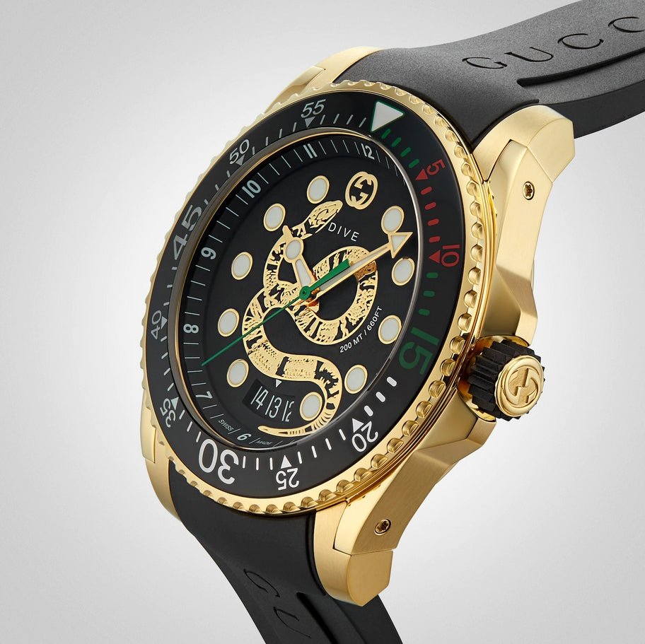  Shop Authentic Gucci Dive Quartz Black Dial Black Rubber Strap Watch For Men - YA136219 - Luxxuri