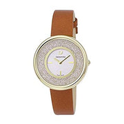  Shop Authentic Swarovski Crystalline Pure White Dial Brown Leather Strap Watch for Women - 5275040 - Luxxuri