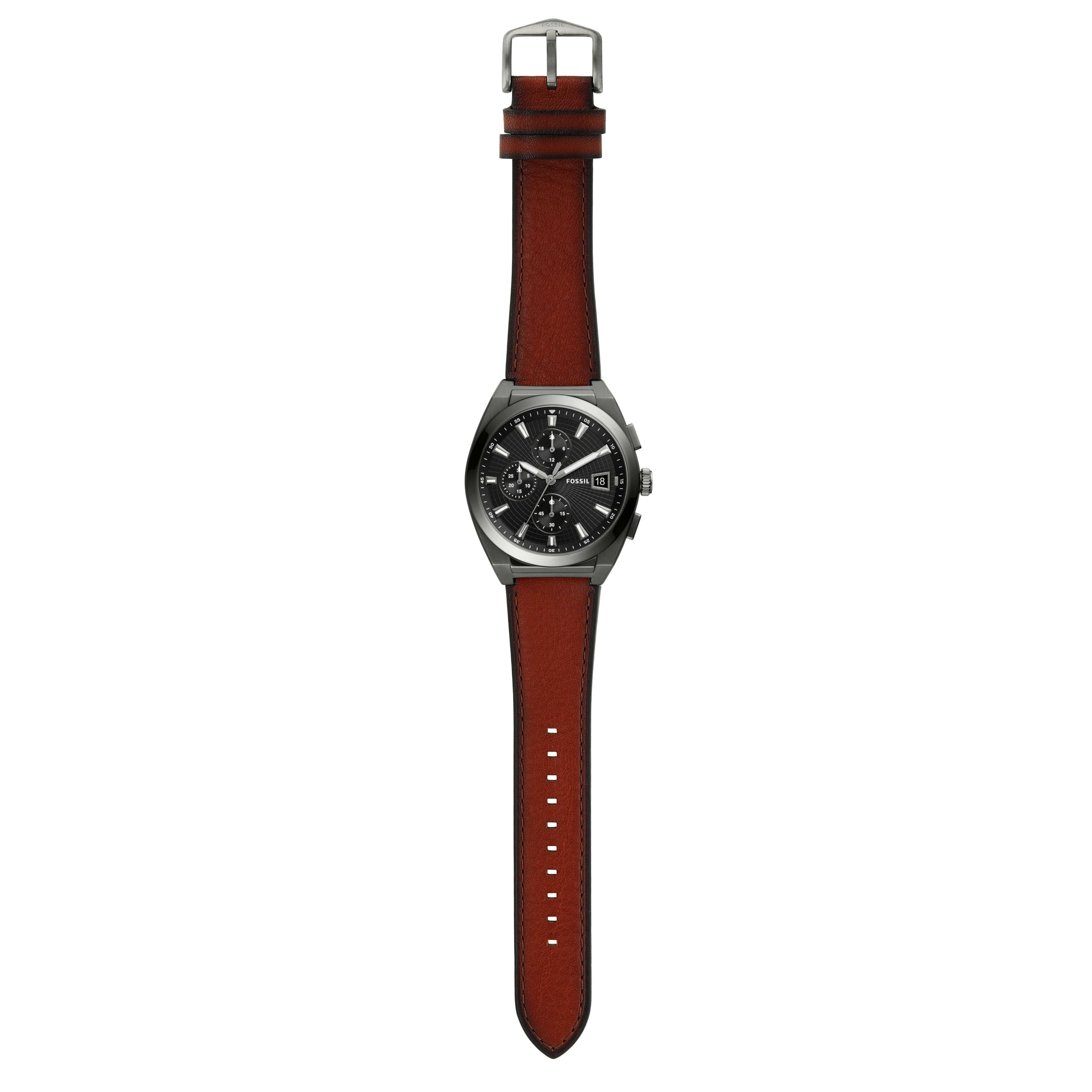  Shop Authentic Fossil Everett Chronograph Grey Dial Brown Leather Strap Watch for Men - FS5799 - Luxxuri