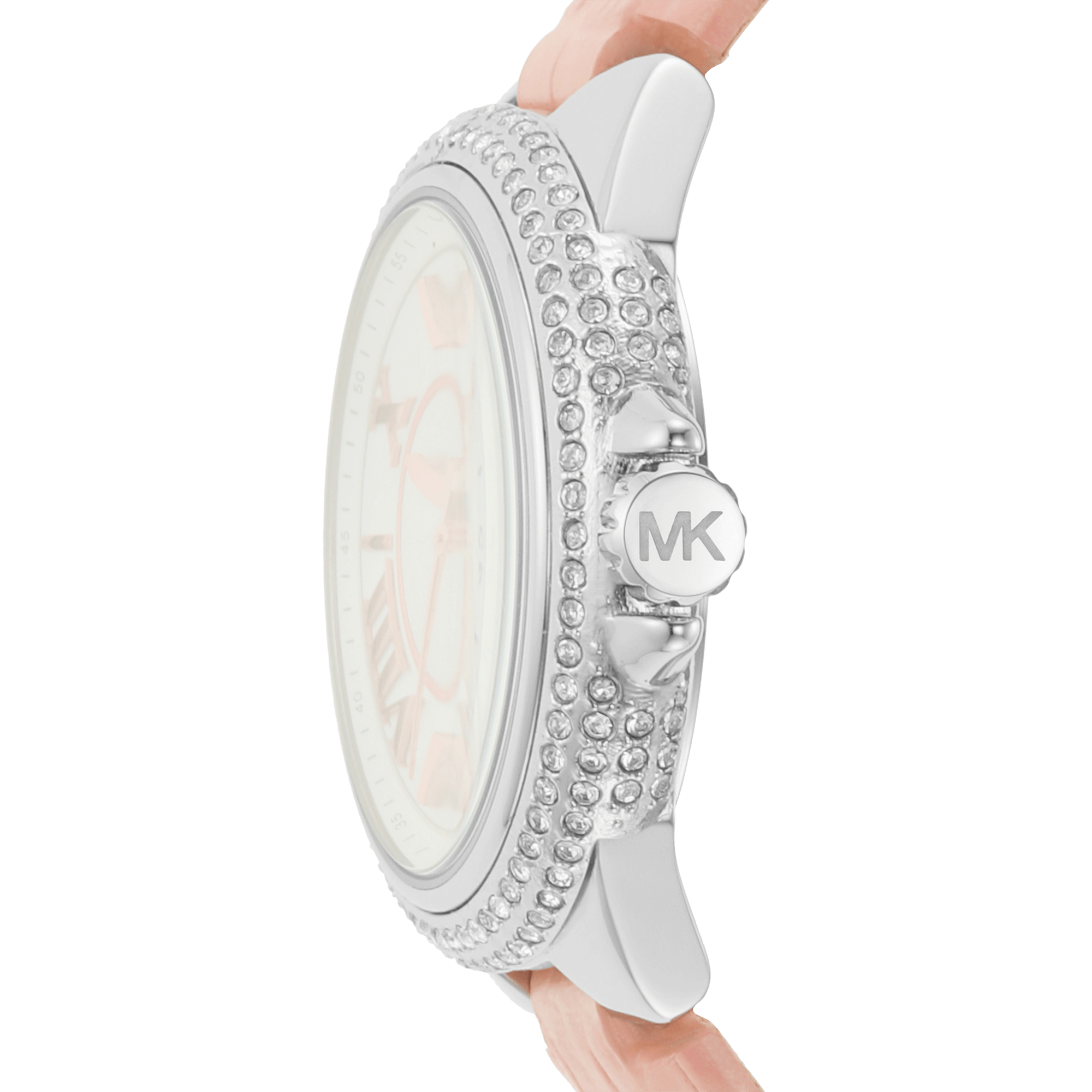  Shop Authentic Michael Kors Camille Three-Hand Crystals White Dial Pink Leather Strap Watch for Women - MK2963 - Luxxuri