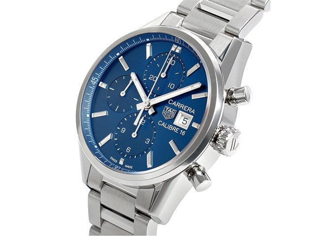  Shop Authentic Tag Heuer Carrera Chronograph 41mm Blue Dial Silver Steel Strap Watch for Men - CBK2112.BA0715 - Luxxuri