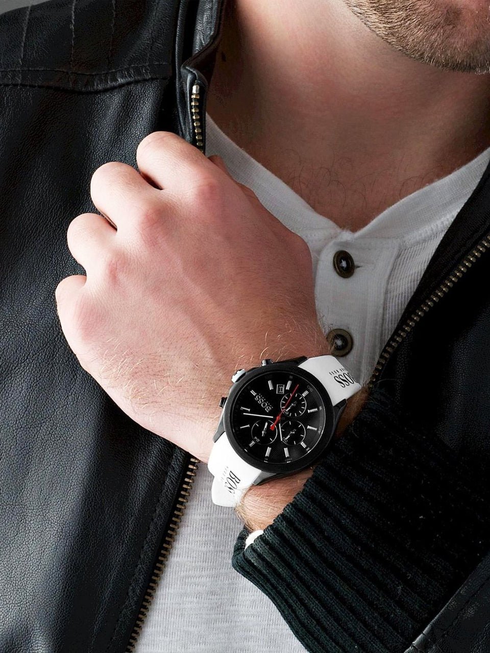  Shop Authentic Hugo Boss Velocity Black Dial White Rubber Strap Watch for Men - 1513718 - Luxxuri