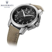  Shop Authentic Maserati Successo Black Dial Beige Leather Strap Watch For Men - R8851121004 - Luxxuri
