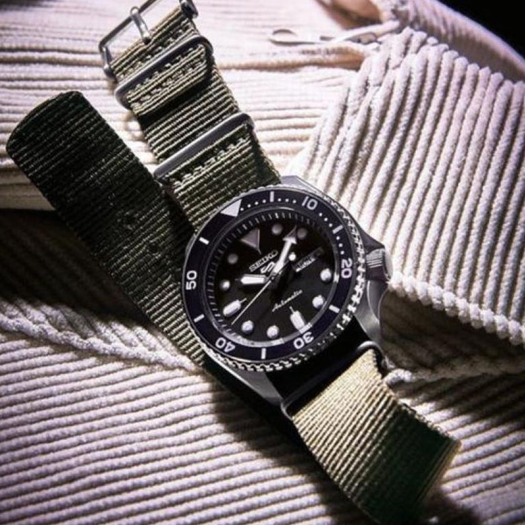  Shop Authentic Seiko 5 Sport Automatic Black Dial Green Nylon Strap Watch For Men - SRPD65K4 - Luxxuri