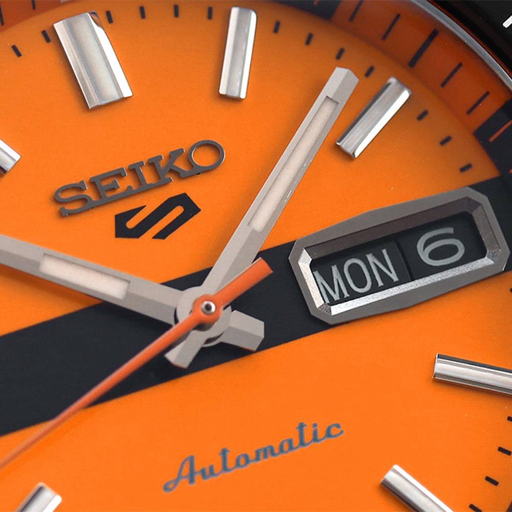  Shop Authentic Seiko 5 Sports Double Hurricane Retro Orange Dial Silver Steel Strap Watch For Men - SRPK11K1 - Luxxuri