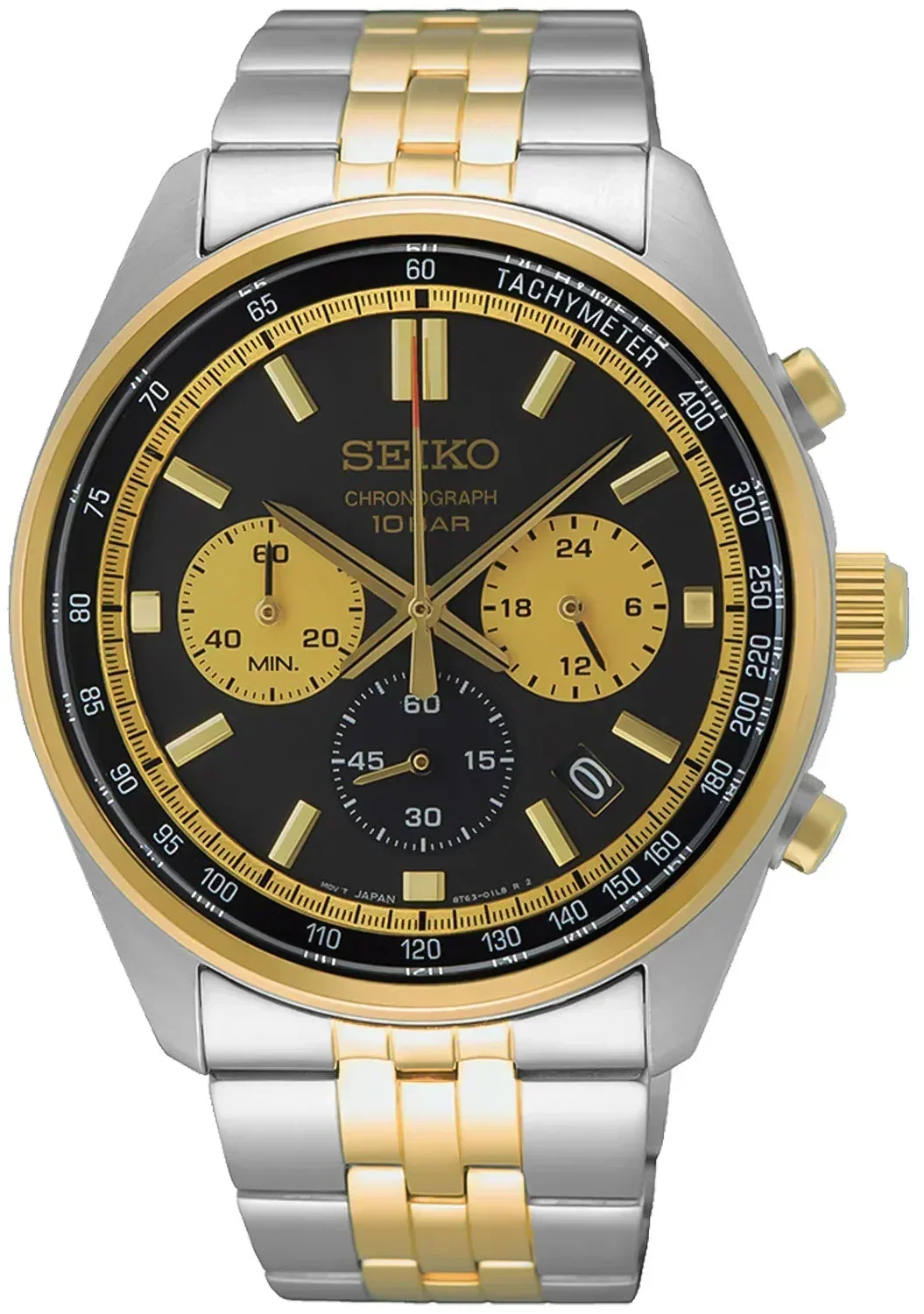 Seiko Sport Chronograph Black Dial Two Tone Steel Strap Watch for Men - SSB430P1