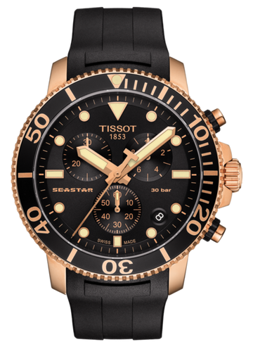  Shop Authentic Tissot Seastar 1000 Chronograph Black Dial Black Rubber Strap Watch For Men - T120.417.37.051.00 - Luxxuri