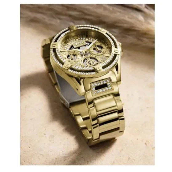  Shop Authentic Guess Queen Quartz Gold Dial Gold Steel Strap Watch For Men - GW0497G2 - Luxxuri