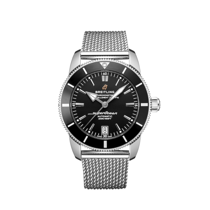  Shop Authentic Breitling Superocean Heritage B20 Automatic 42 Black Dial Silver Mesh Bracelet Watch for Men - AB2010121B1A1 - Luxxuri