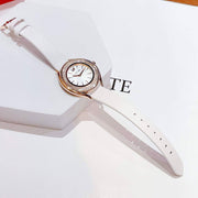  Shop Authentic Swarovski Crystalline Aura Silver Dial White Leather Strap Watch for Women - 5519453 - Luxxuri
