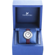  Shop Authentic Swarovski Crystalline Silver Dial Purple Leather Strap Watch for Women - 5295355 - Luxxuri