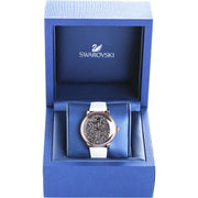  Shop Authentic Swarovski Crystalline Hours Quartz Grey Dial Black Leather Strap Watch for Women - 5344635 - Luxxuri