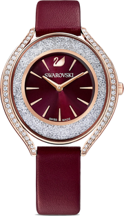  Shop Authentic Swarovski Crystalline Aura Red Dial Red Leather Strap Watch for Women - 5558637 - Luxxuri