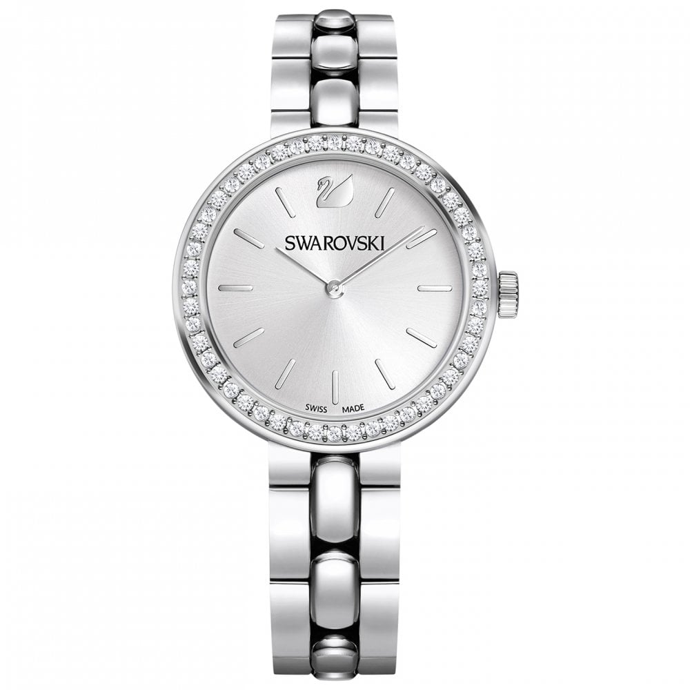  Shop Authentic Swarovski Daytime Crystal Silver Dial Silver Steel Strap Watch for Women - 5095600 - Luxxuri