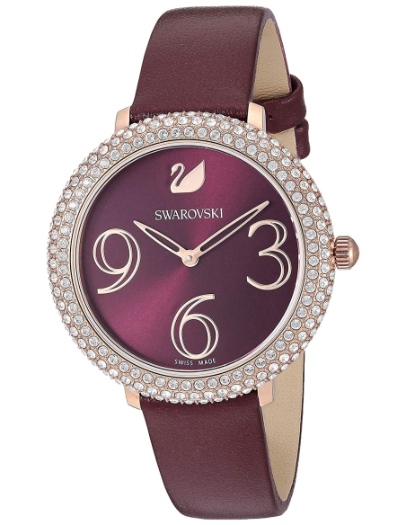  Shop Authentic Swarovski Crystal Frost Red Dial Red Leather Strap Watch for Women - 5484064 - Luxxuri