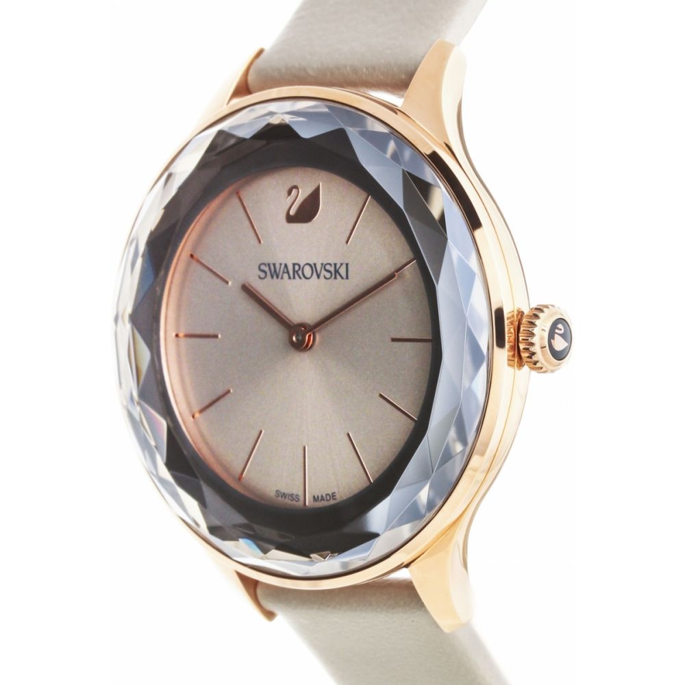 Shop Authentic Swarovski Octea Nova Grey Dial Grey Leather Strap Watch for Women - 5295326 - Luxxuri