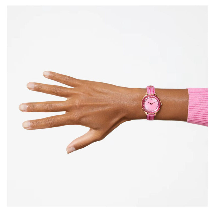  Shop Authentic Swarovski Octea Nova Pink Dial Pink Leather Strap Watch for Women - 5650030 - Luxxuri