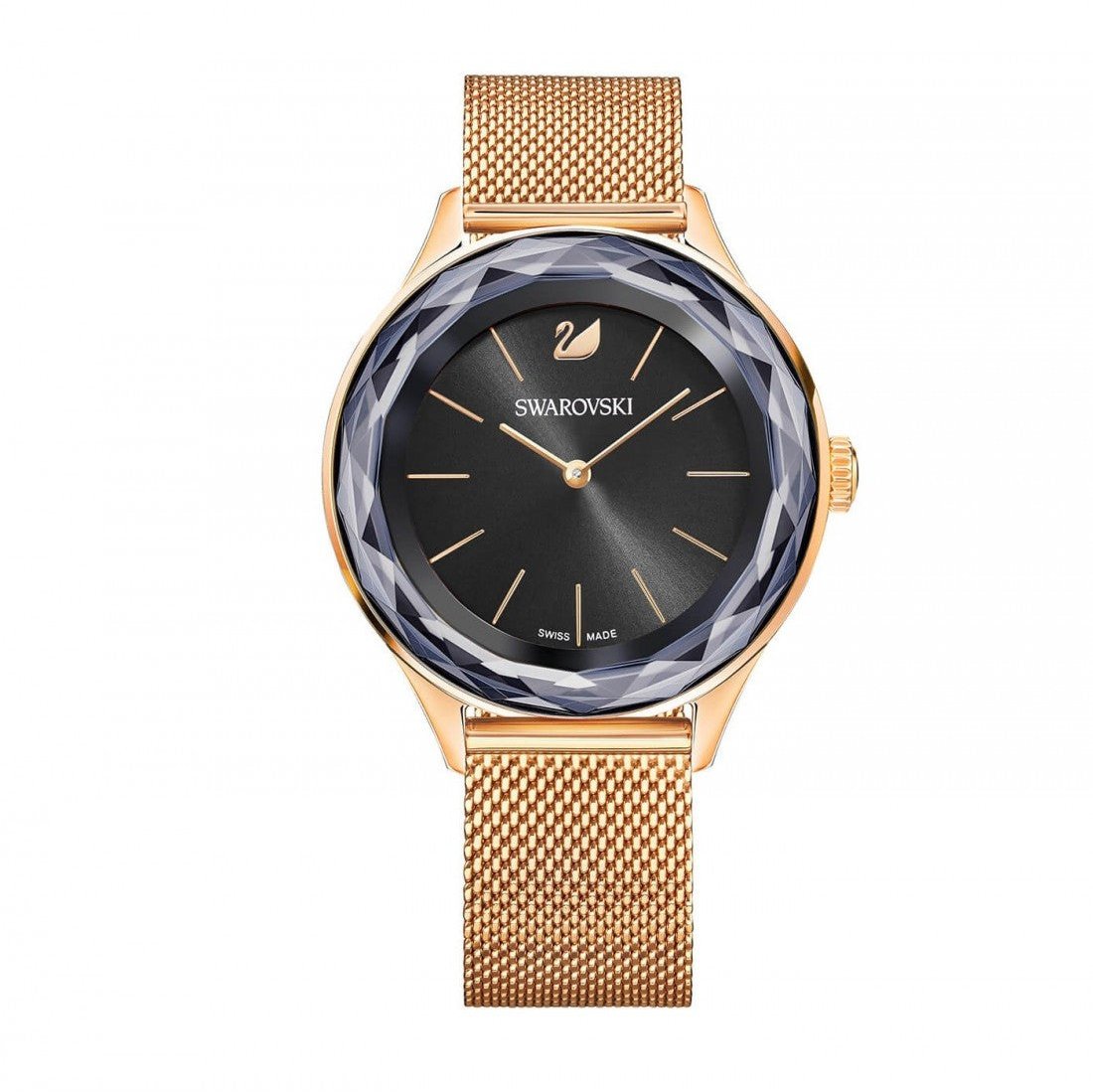  Shop Authentic Swarovski Octea Nova Black Dial Rose Gold Mesh Bracelet Watch for Women - 5430424 - Luxxuri
